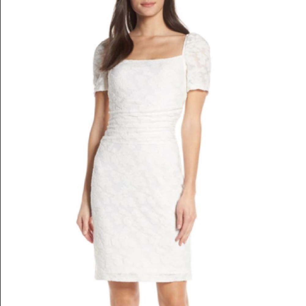 White Square Neck Floral Dress Bridal Shower/ Graduation Dress NWT!